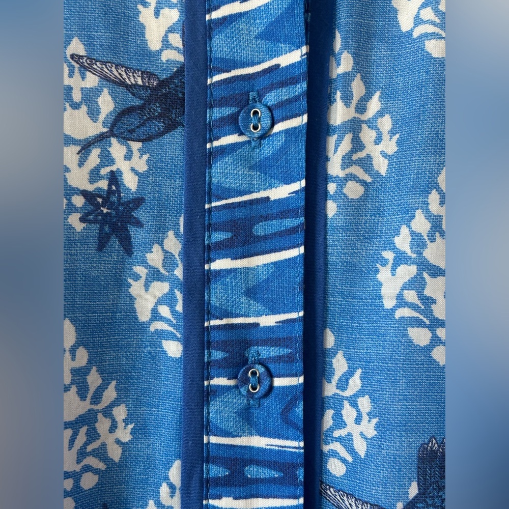 A LOVES A Cobalt Blue Long Sleeve Cotton Maxi Dress Boho Cottage Medium NWT - Picture 5 of 16